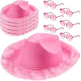 Zhanmai Cowboy Hat Cowgirl Hat with Feathers and Heart Sunglasses for Bachelorette Party, Costume Party