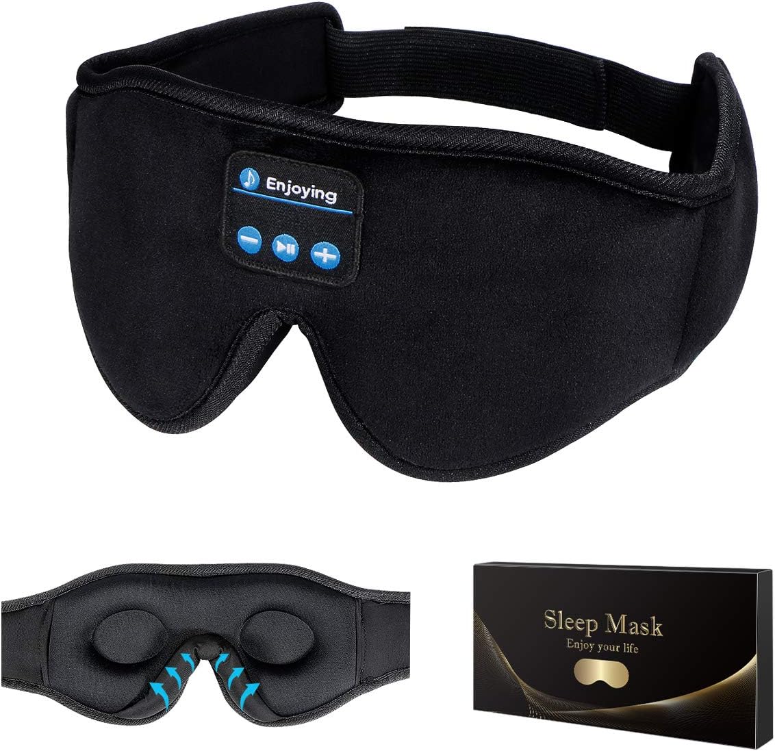 Sleep Headphones,3D Sleep Mask Bluetooth 5.0 Wireless Music Eye Mask, LC-dolida Sleeping Headphones for Side Sleepers, with Ultra-Thin HD Stereo Speakers Perfect for Sleeping, Air Travel, Meditation: Home Audio & Theater