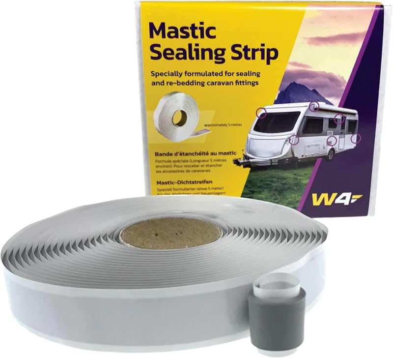 W4 Mastic Sealing Strip 19mm Grey Caravan Motorhome Awning Roof-Light Window