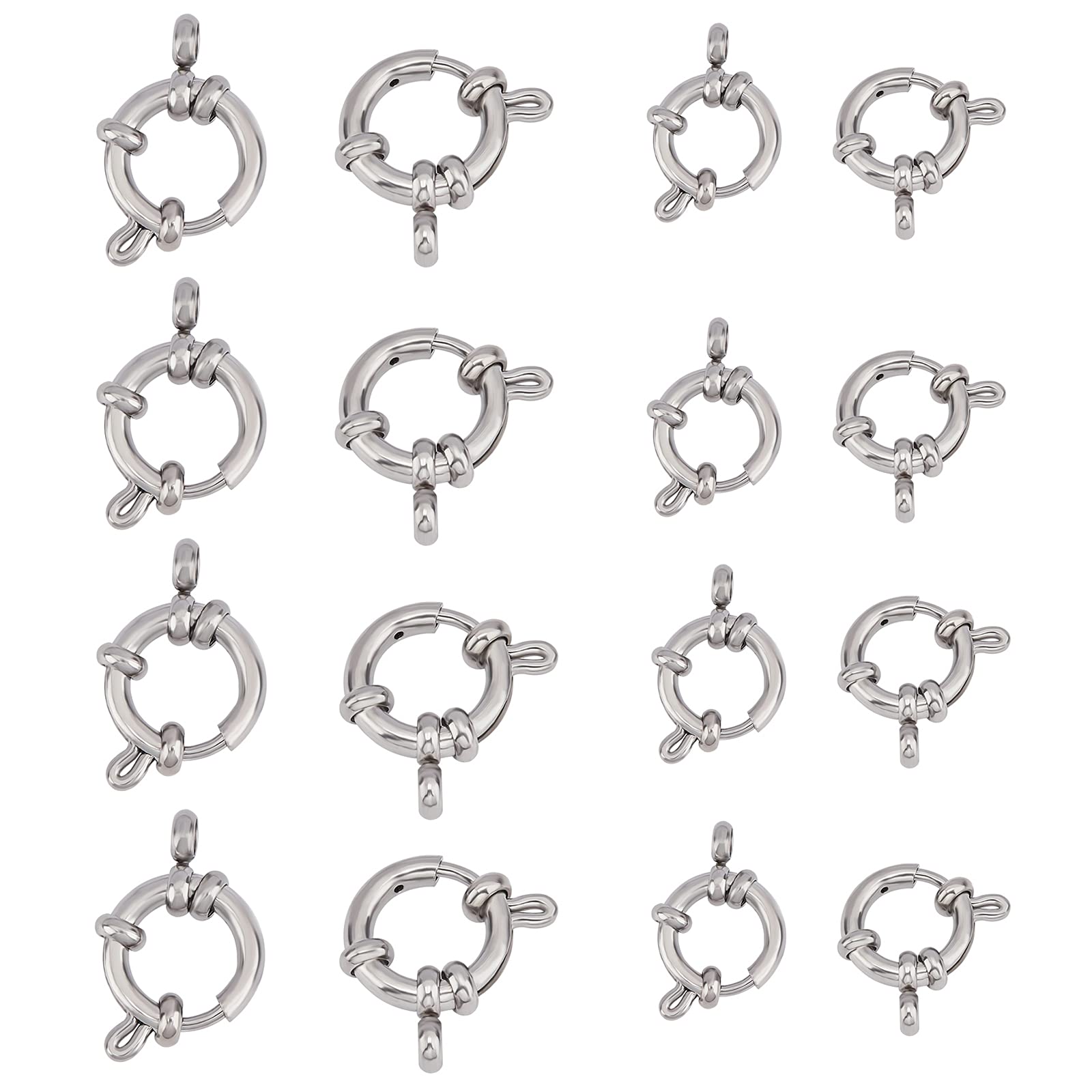 Photo 1 of UNICRAFTALE 10pcs 2 Sizes 10mm/12mm Spring Clasps Stainless Steel Ring Clasps Smooth Surface Connector Findings for DIY Jewelry Making, Stainless Steel Color