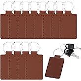 JJUNW 12 Pcs Leather Keychain Blanks, PU Laser Engraving Key Chain With Ring, Key Fob Hardware Kit for Making Stamping Craft