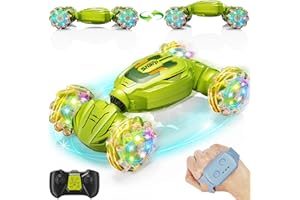 HODURGYI Gesture Sensing RC Stunt Car Toys for 6-12 yr Boys Girls, Remote Control Car Christmas Birthday Gifts for Kids Age 6 7 8 9 10 11+, 2.4Ghz Hand Controlled Twist Cars, 4WD Off-Road Vehicle (Green)