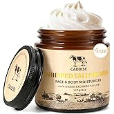 CADDISE Whipped Beef Tallow for Skin – 100% Grass-Fed Handmade Cream Moisturizer for Face & Body, Natural with Honey, Shea Butter, Jojoba Oil, Non-Greasy, Nourishing for Men, Women, Kids, 4 Oz