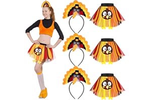 Maiteenly 6 Pcs Thanksgiving Turkey Costumes Set for Women Include 3 Turkey Hats and 3 Thanksgiving Tutus