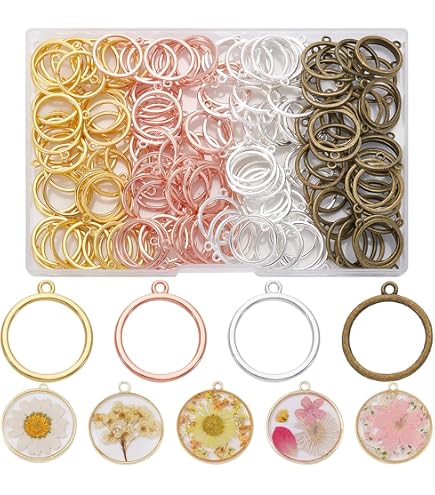 PH PandaHall 168 Stuks Open Bezel Hangers – 17mm Ronde Frame – 7 Kleuren – Voor UV Hars, Geperste Bloemen & DIY Sieraden – Legering – Licht En Duurzaam