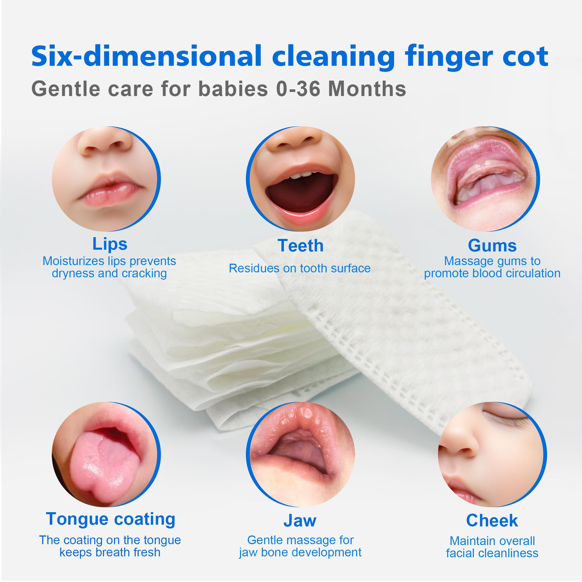 Baby Tongue Cleaner Newborn Finger Toothbrush, 42 Count Disposable Wet and Dry Use Baby Mouth Cleaner, Newborn Oral Care Clean 0-36 Months Toddler Teeth, Gums, Tongue Coating