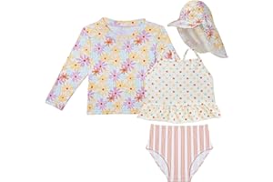 LILIAN&GEMA Lilian & Gema 4-Piece Baby Toddler Girl Swimsuit Set - Tankini & Rash Guard Girls Bathing Suit with UPF 50+ Sun Protection