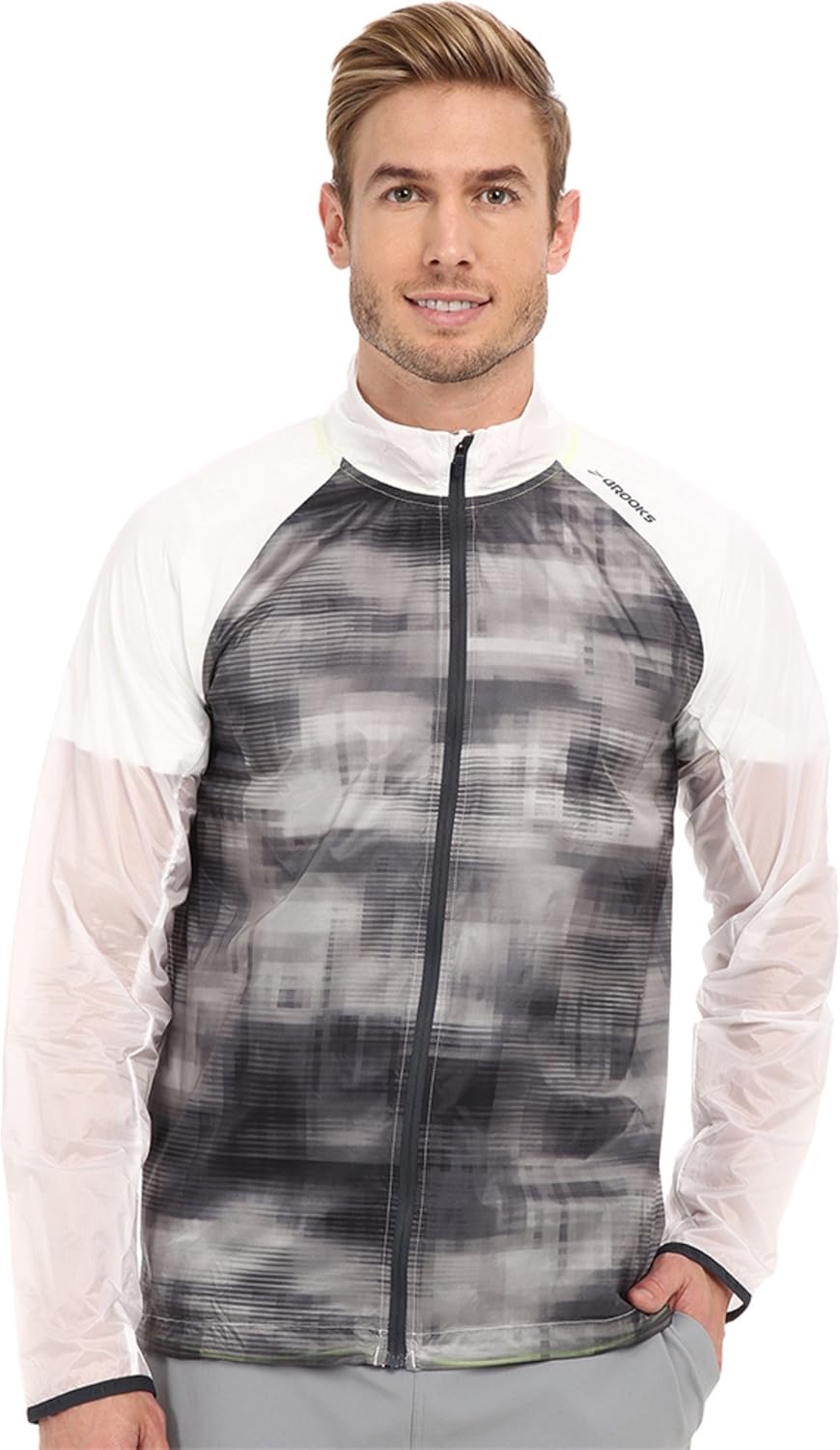 brooks running jacket grey