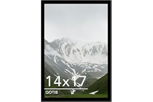 QOTIB 14x17 Picture Frame Black for Wall Mounting, Horizontal and Vertical Formats for Wall Hanging, Wood 14x17 Frame, Black, 1 Pack