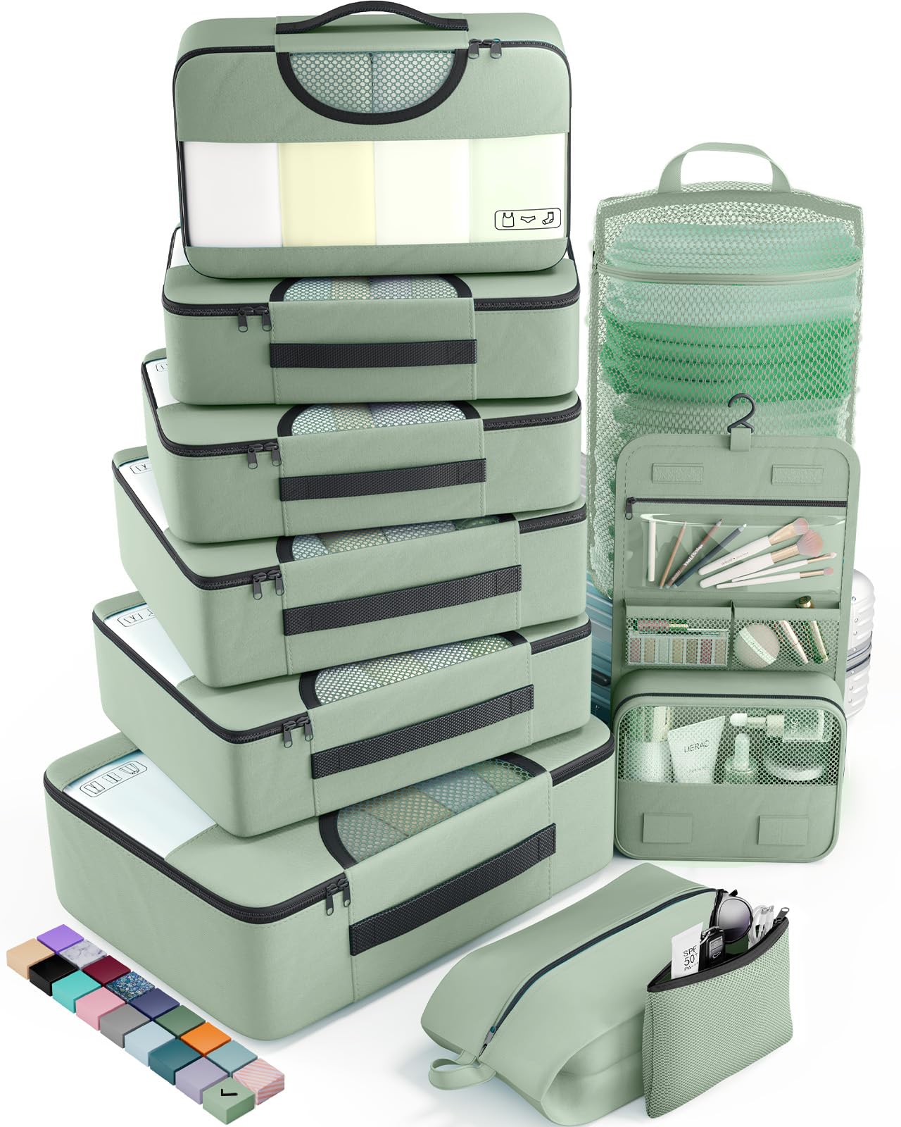 Photo 1 of Veken 10 Set Packing Cubes for Travel Essential, Suitcase Organizer Bags in 4 Sizes, Carry-On Luggage Accessories with Large Laundry & Hanging Toiletry Bag, Must-Have for Airplane, Road Trip & Camping