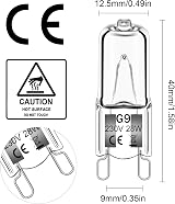 Haraqi 12 Pack G9 Halogen Bulbs 28W 230V 2800K Warm White 310Lm view 3