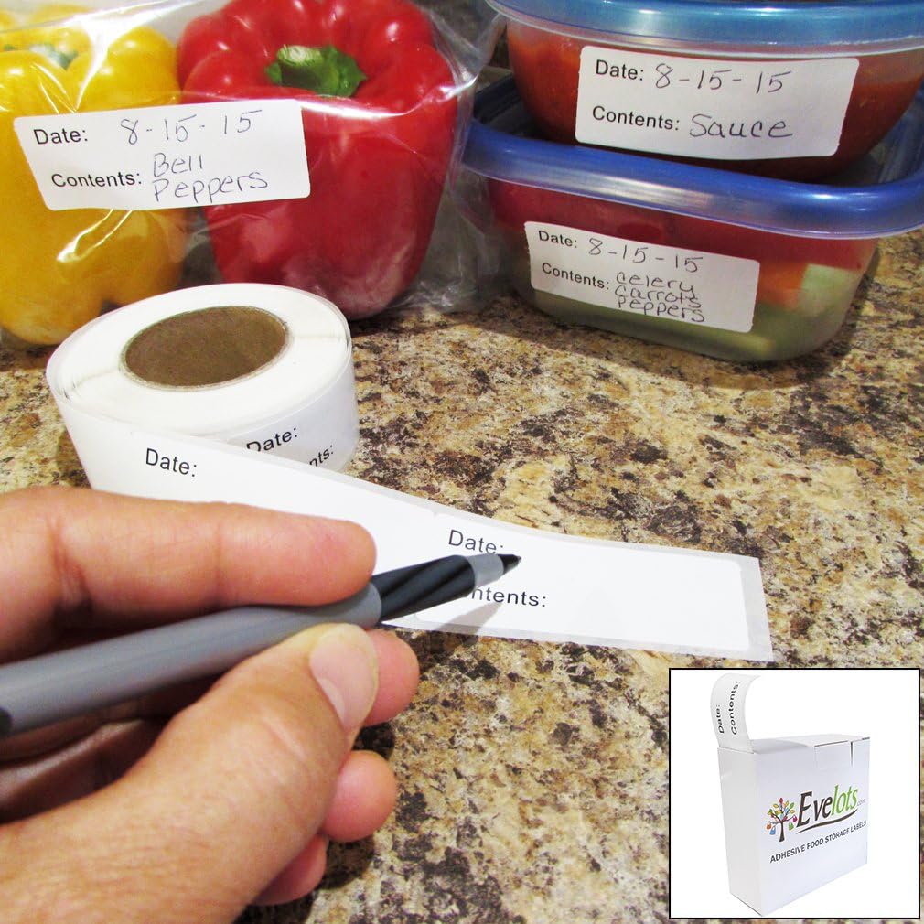 Evelots 250 Adhesive Food Storage Labels Freezer Refrigerator