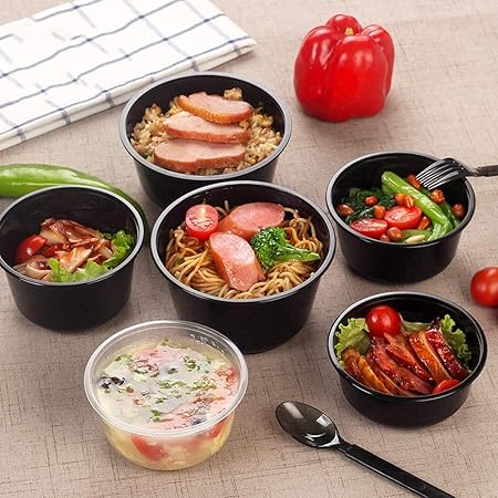 Fiambrera plástica desechable en blanco y negro - Paquete de arroz ...