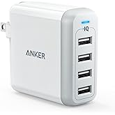 Anker Charger, 40W 4-Port USB Phone Charger with Foldable Plug, PowerPort 4 for iPhone 14/Pro/Pro Max/13/12, iPad Pro/Air/Min