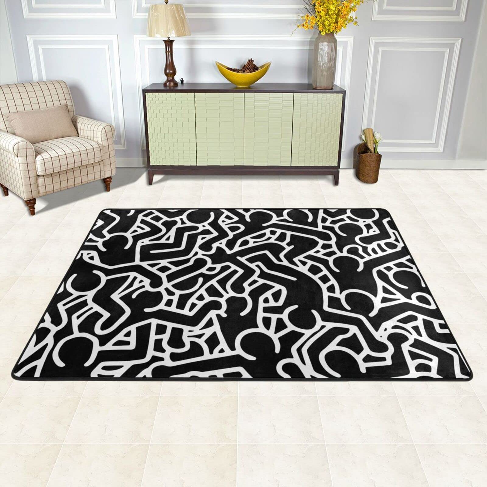 Photo 1 of Keith The Art and Dancing Figures Rugs Figure Dancing Carpet Figure Graffiti Area Rug Popular Themed Rug Indoor Home Decoration Mats 2' x 3'