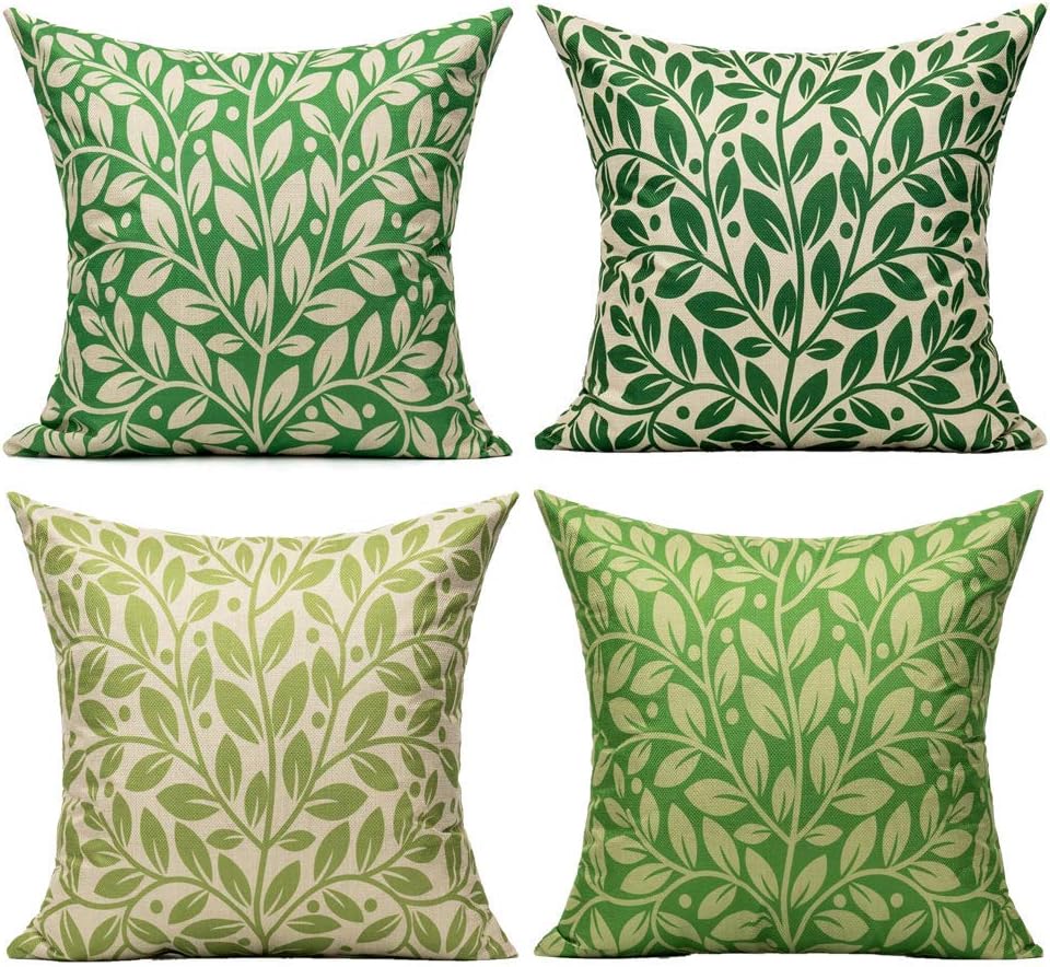 VAKADO Green Leaves Outdoor Cushion Covers Summer Spring Plants