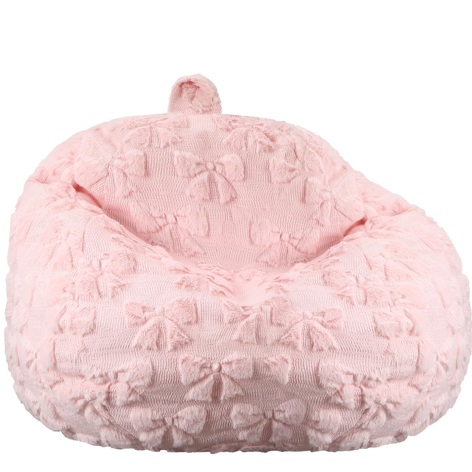 View 1 of ***THIS IS THE COVER ONLY***Gilprop Pink Bow Stuffed Animal Storage Bean Bag Chair COVER (No Filler) Fluffy Fuzzy Plush Bean Bag Chair for Teens Adults Soft Faux Cover for Organizing Plush Toys Clothes Home Supplies***THIS IS THE COVER ONLY***