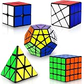 Speed Cube Set - 2x2, 4x4, Pyraminx, Pyramid, Megaminx, Fenghuolun Puzzle Cubes - Pack of 5