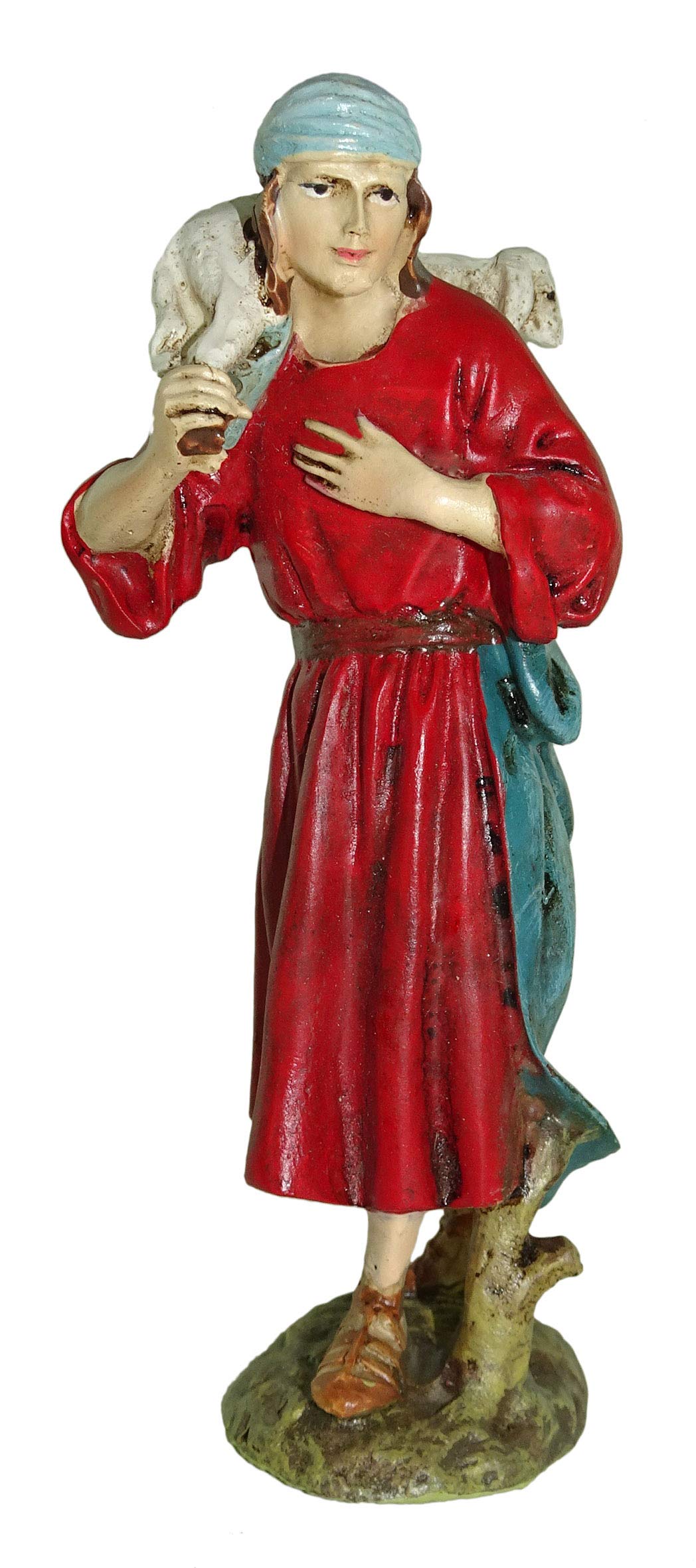 Ferrari & Arrighetti Nativity Scene Figurine: Shepherd with Lamb - Martino Landi Collection - 12cm / 4.75in Line