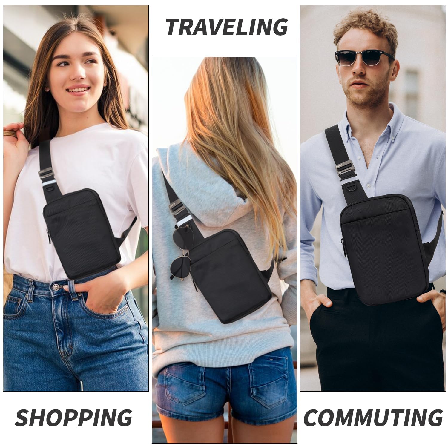 OSOCE Umhängetasche Herren, RFID Anti-Diebstahl Schultertasche Brusttasche 2