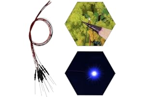 Evemodel L0402B 20pcs Prewired SMD LED 0402 Bule Light Emitting Diode 12V Pre-soldered Micro Litz Wired Leads Wire Length 7.8inch (20cm) for DIY Manual Model Toy Decoration