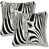 WEINAODI Zebra Throw Pillow Covers Animal Stripe Pillow Cover 18x18 Inch Set of 2 Black White Zebra Skin Square Pillowcase Decorative Cushion Cases for Couch Sofa
