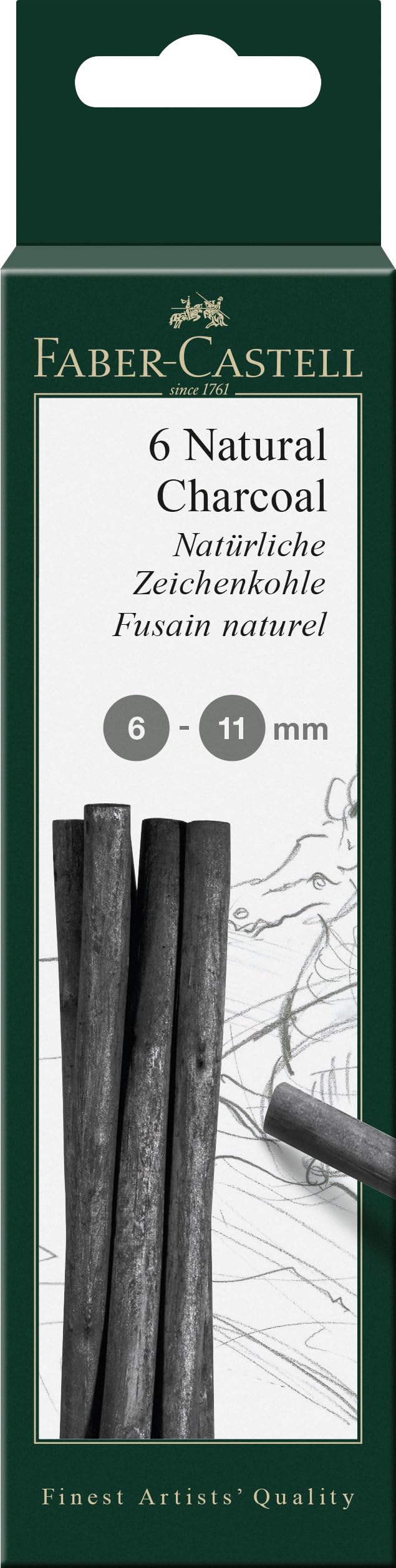 Faber-Castell Pitt 7-12mm Natural Charcoal Sticks (Pack of 6)