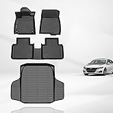 KELCSEECS® Floor Mats & Cargo Liner Custom for 2018-2022 Honda Accord/Honda Accord Hybrid All Weather Protection TPE Floor Liners Front& Rear Row Full Set Accessories Black