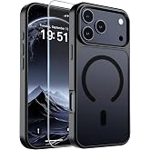 SUPFINE Magnetic for iPhone 18 Pro Case/ 17 Pro Case Black | With Screen Protector, Translucent Matte, Compatible with MagSafe, Military Grade Drop Proof, Rugged Shockproof Protective