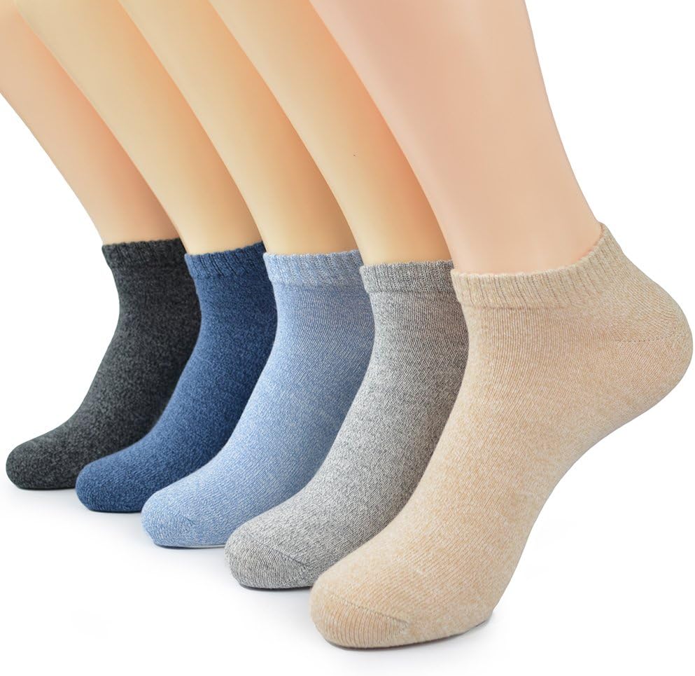Mens Low Cut No Show Casual Non-Slip Cotton Ankle Boat Socks 5 to 6 Pack