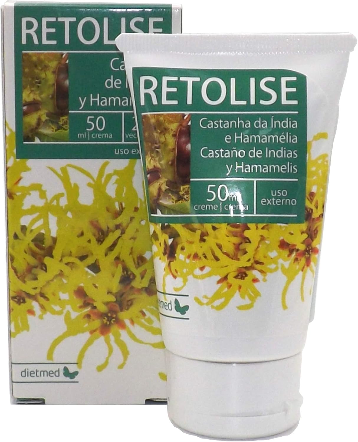DIETMED Retolise crema para Hemorroides y fisuras anales, potente combinación de Hamamelis + Caléndula y Bálsamo del Perú, acción calmante y alivio del dolor, la inflamación, picor, sangrado
