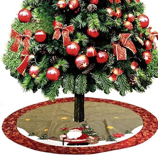 48 Pulgadas Lino Árbol De Navidad Faldas Alfombra Feliz Navidad ...