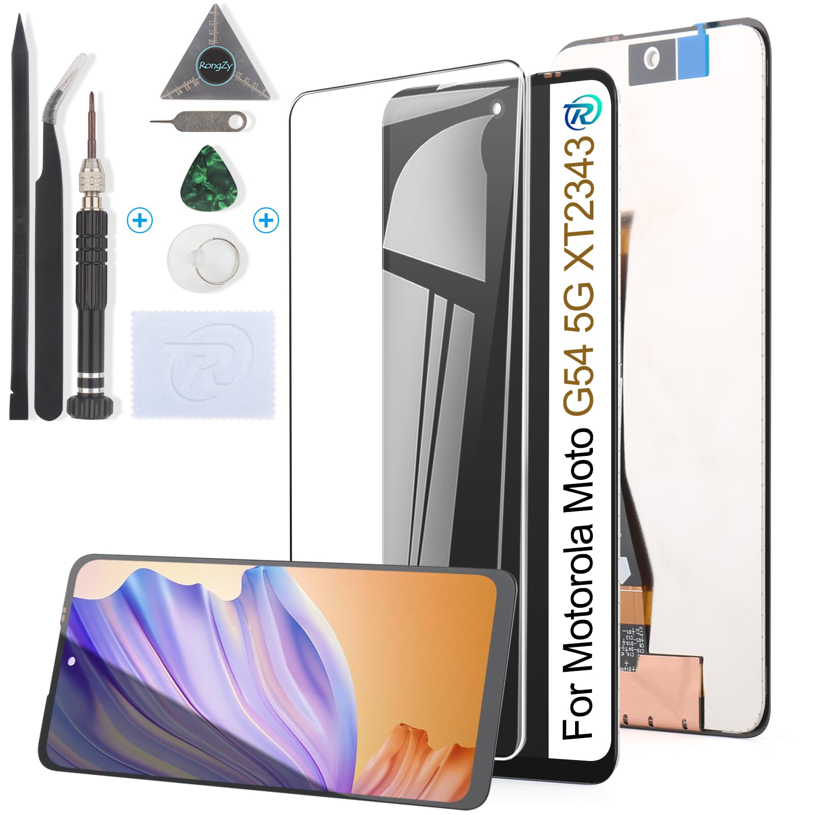 RongZy Display for Motorola Moto G54 5G XT2343 LCD Touch Screen Internal Digitizer for Moto G54 5G Replacement Assembly with Tools Kit(Black)