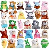 30 Pack Mini Animal Plush Toys Bulk, Cute Zoo Stuffed Animals Party Favors, Small Keychain Decoration for Claw Machine, Carnival Prize, Goody Bags Fillers, Christmas, Themed Parties for Kids Boy Girl