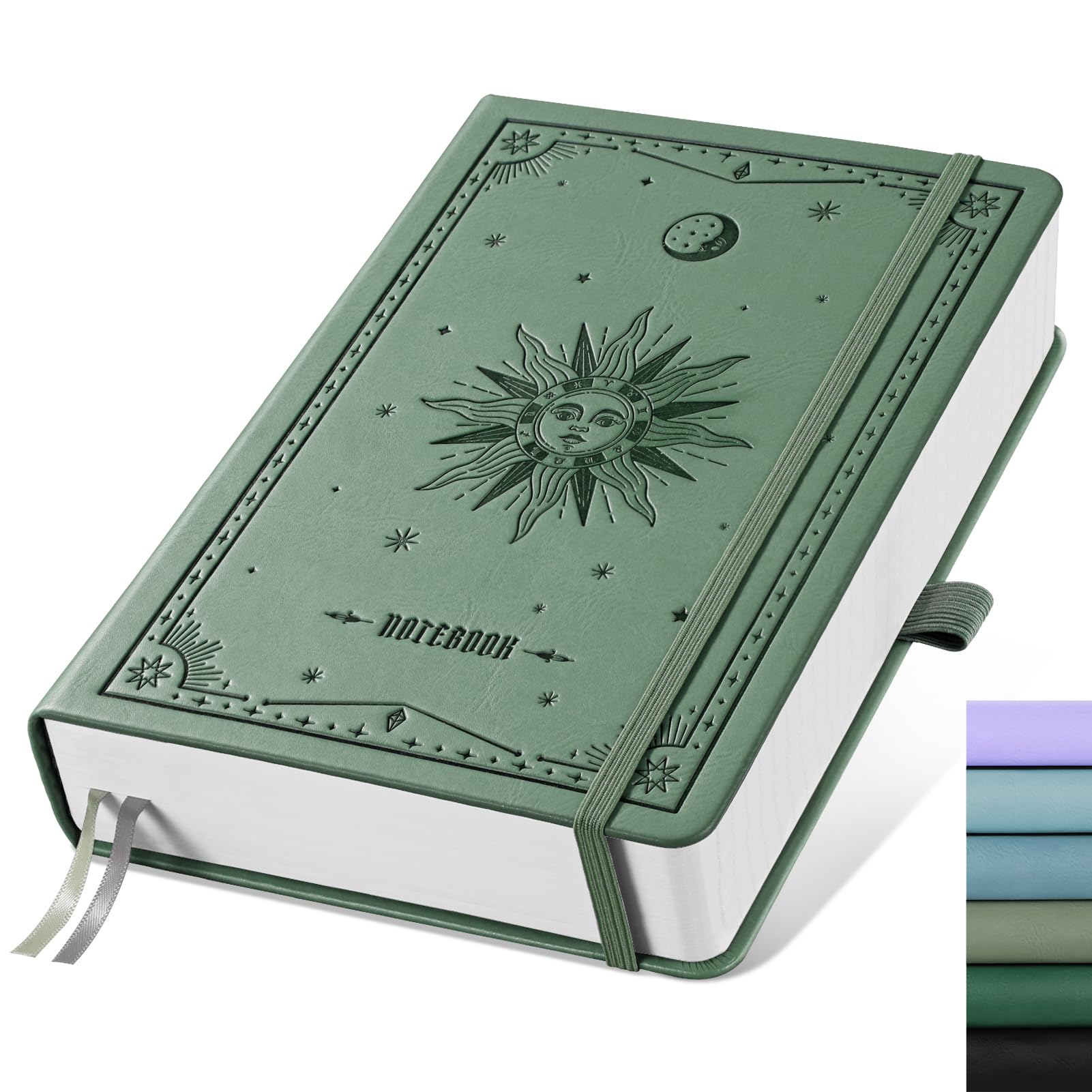 EMSHOI Graph Paper Notebook A5-320 Pages, Hardcover Leather, 100gsm Thick Paper, Square Grid Note Book for Women Men Work School Math Writing, Graphing, Engineering, 14.5 x 21cm, Light Green