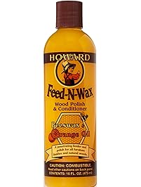 Howard FW0016 Feed-N-Wax Wood Polish and Conditioner, Beeswax & Orange Oil, 16-Ounce