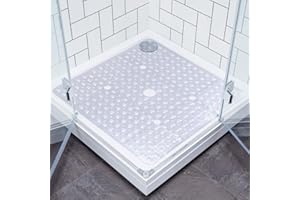 Square Shower Mat, Non-Slip Bathtub Mat with Strong Suction Cups, PVC Washable Mildew Resistant Bath Floor Mat with Drain Hol