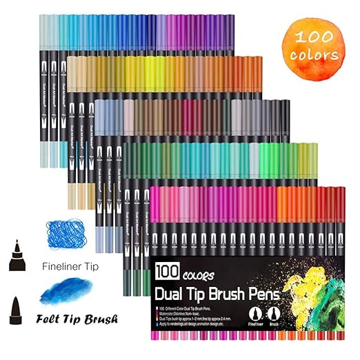 100 Farben Marker Set, Pinselstift Set Fasermaler, Aquarell Pinselstifte Marker Stift Set Doppelspitze Textmarker, für Studen