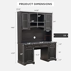 JXQTLINGMU Farmhouse 76" Height Computer Desk with