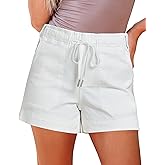 luvamia Jean Shorts for Women High Waisted Pull On Drawstring Elastic Waist Trendy Stretchy Denim Jorts Summer Shorts