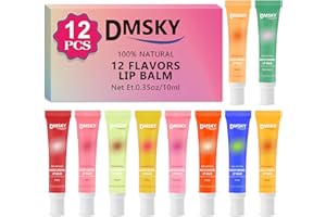 Dmsky Lip Gloss Bulk 12 Pack, Hydrating Squeeze Clear Lip Gloss Set with Shea Butter, Moisturizing High Shine Glossy Lip Oil for Dry Chapped Lips-12 Flavors