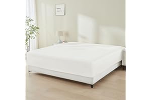 GOKOTTA Fitted Sheet Only - 16 Inch Pocket Bamboo Rayon Fitted Sheet, Super Soft and Cooling Bottom Sheet with 4 Elastic Corner Straps(Cream White, King Size)