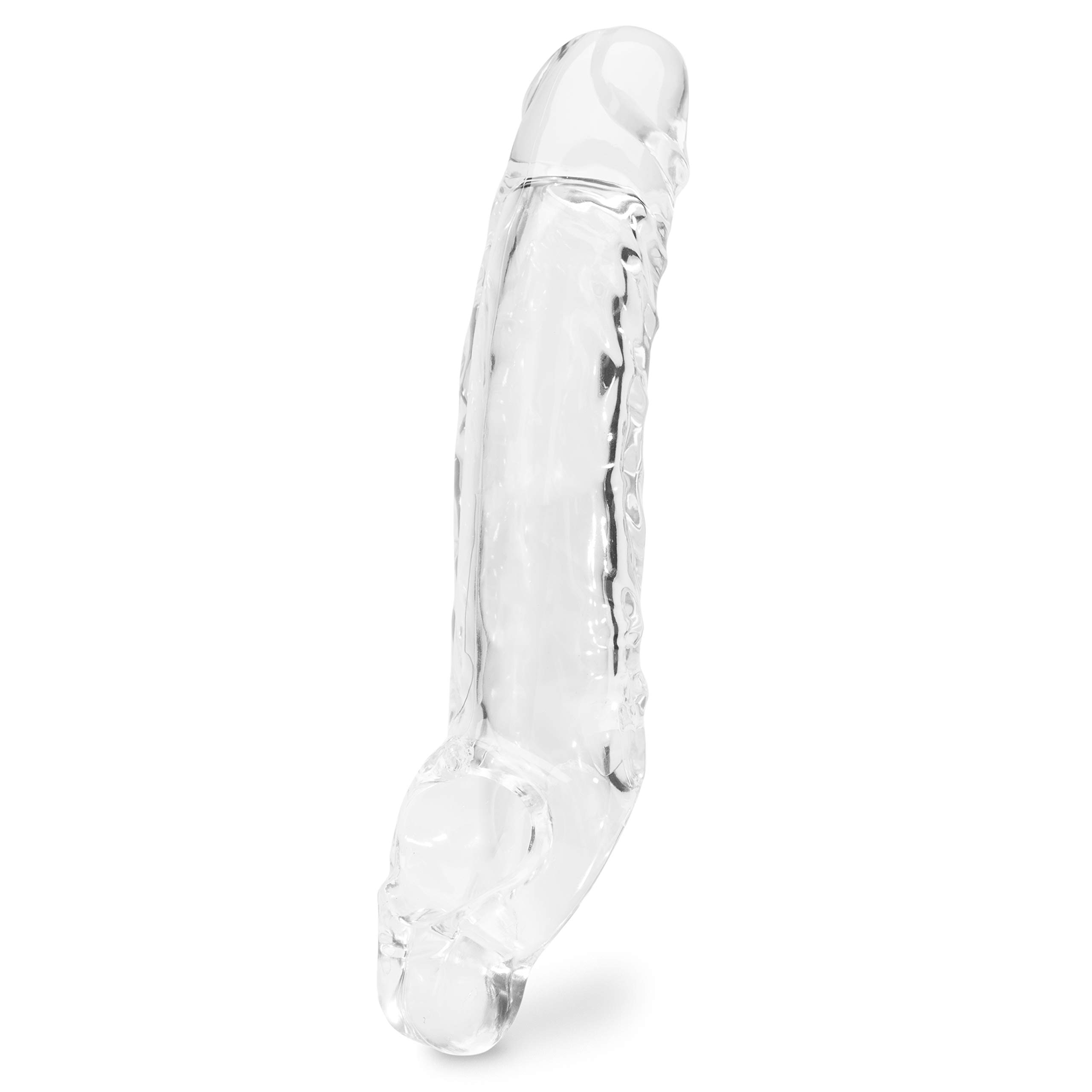Lovehoney Mega Mighty Thick Realistic Penis Sleeve - Penis Extender with Ball Loop Add 1-3 Extra Inches - Cock Sleeve and Girth Enhancer for Men - Clear