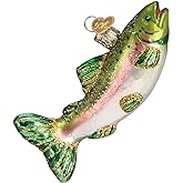 Old World Christmas Fish Collection Glass Blown Ornaments for Christmas Tree Alpine Rainbow Trout 3 x 4.25