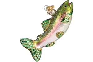Old World Christmas Fish Collection Glass Blown Ornaments for Christmas Tree Alpine Rainbow Trout 3 x 4.25