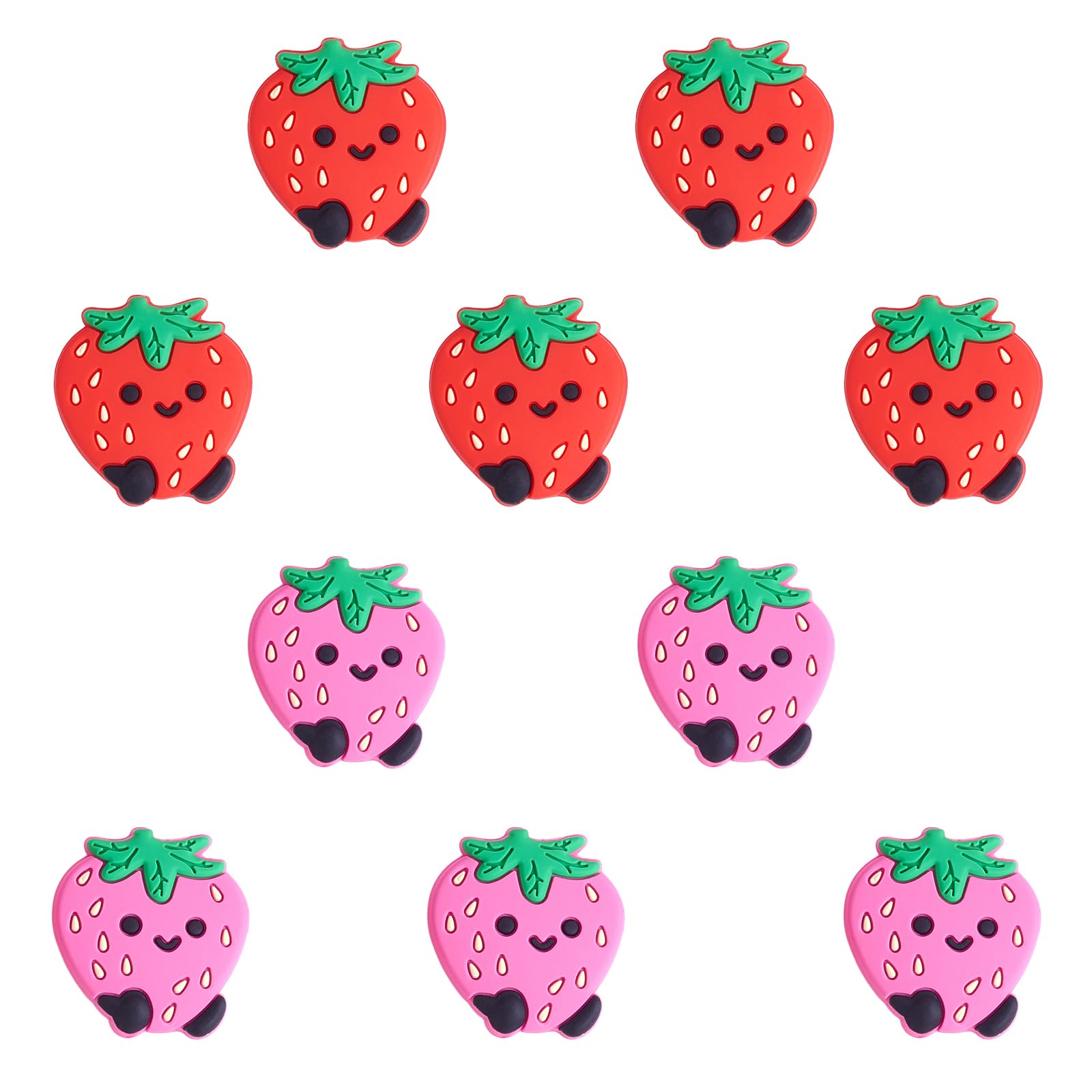 WEWAYSMILE 10pcs Silicone Round Beads Making Kit, Silicone Beads Bulk, Round Silicone Beads, for Jewelry Crafts Necklace Garland Bracelet (Strawberry)