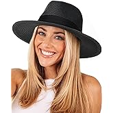 FURTALK Womens Mens Wide Brim Straw Panama Hat Fedora Summer Beach Sun Hats UPF Straw Hat for Women