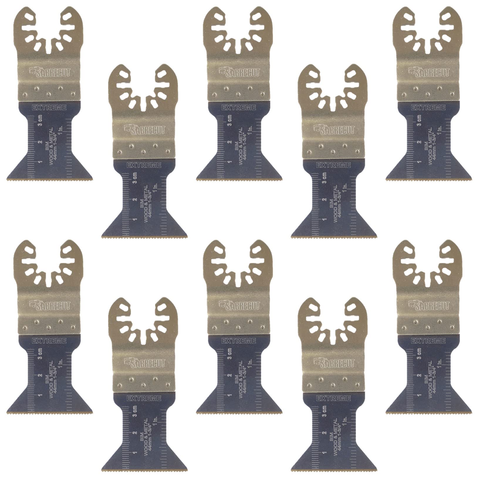 10 x SabreCut SP44B_10 44mm Fast Fit Bi-Metal Blades Compatible with Dewalt, Stanley, Black and Decker, Bosch, Fein, Makita, Milwaukee, Einhell, Parkside, Ryobi, Worx Multi Tool Accessories