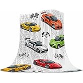 Tomalillin Racing Car Theme Throw Blanket for Kids,Multicolor Sport Race Cars Fuzzy Plush Blanket for Boys Gift, Car Flannel Blanket with Race Checkered Flag for Children Teen 100x130cm(40x50 Inch)