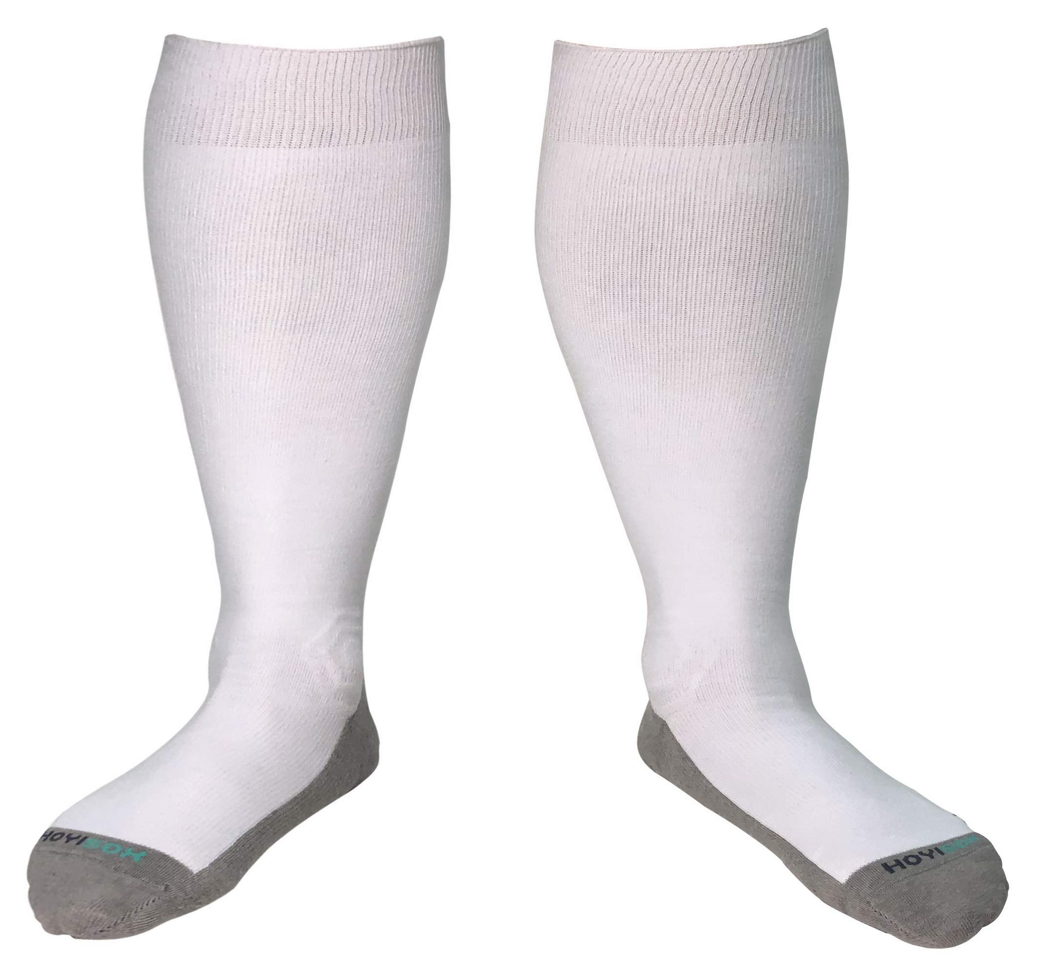 Photo 1 of HOYISOX Plus Size Compression Knee High Socks, Wide Calf Extra Large for Men and Women, Comfortable Cotton (US, Alpha, 4X-Large, Regular, Regular, White)